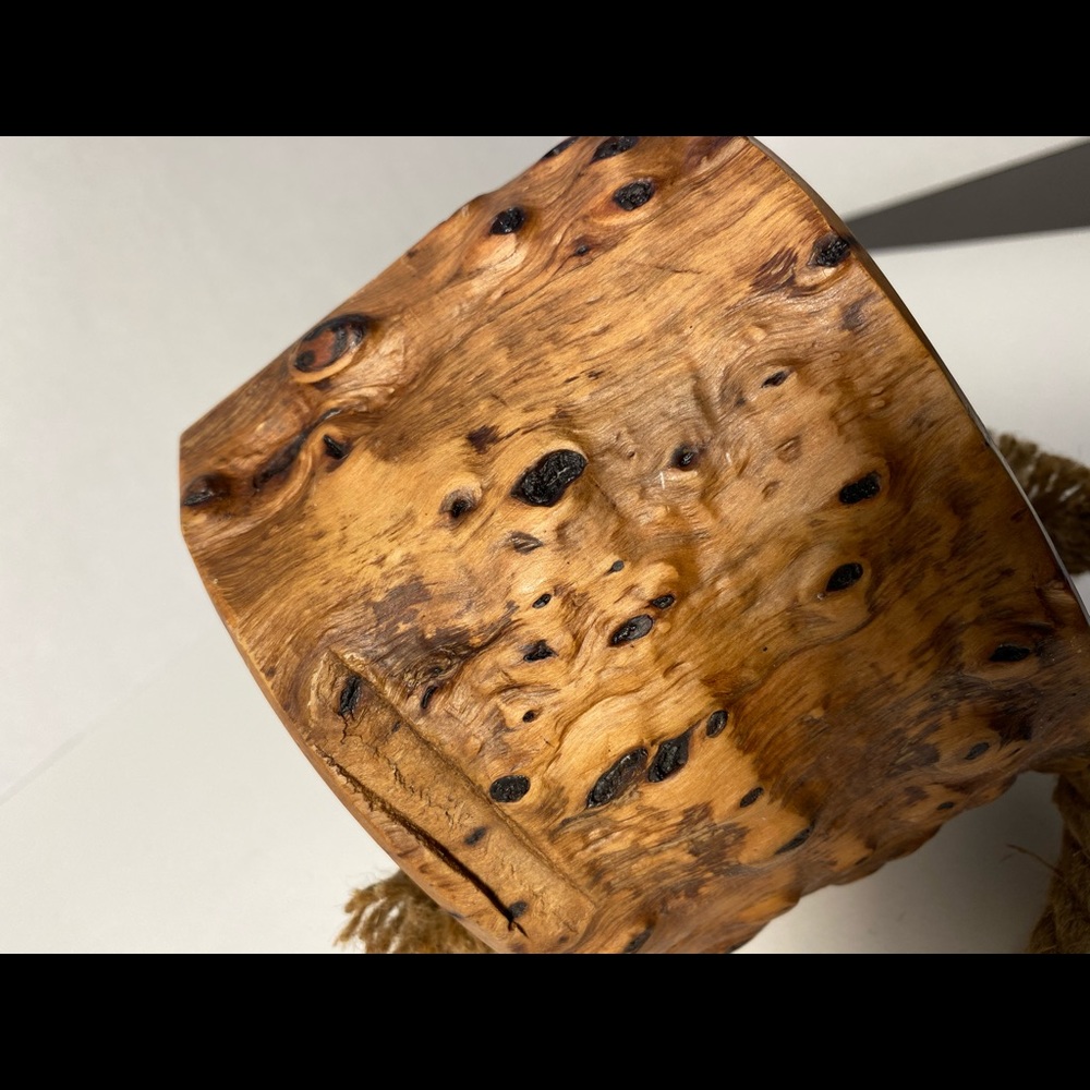 DECORATIVE RUSTIC WOOD CHUNK SLAB WITH ROP - Picture 15 of 16